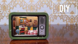 DIY Miniature Dollhouse Box Theatre - Retro Style 80-90s | Retro Style Bedroom