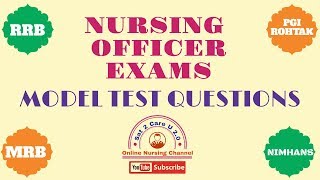 RRB MRB NIMHANS JIPMER AIIMS PGI Nursing Officer Exams Questions