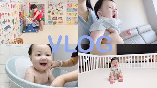 육아 VLOG | 6개월 아기 | 코시국 육아 | 첫 문센 | 친정 나들이 | 잡고 서기