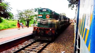 Silent arrival of Pothigai express at Sankarankovil railway station with GOC WDG 3A twins in lead