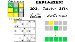 Wordle 1224 \u0026 NYT Hard Sudoku - 25th October 2024