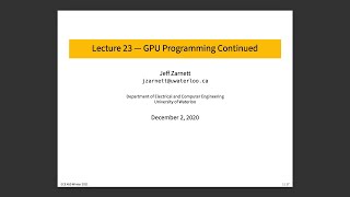 ECE 459 Lecture 22: GPU Programming, Host Code