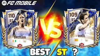 WHO IS MORE WORTH IT!! TOTY ST 106 DROGBA VS 105 RAUL🥶!! BEST H2H STRIKER BATTLE!!#fcmobile