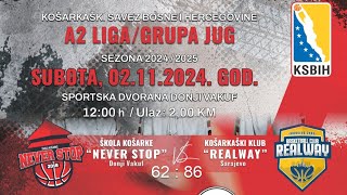 SK Never Stop vs KK  Realway- A2 Liga Sjever/Jug KS BiH / 62 : 86