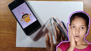 Can I draw Durga Mata/maa durga || drawing with ball pens ||