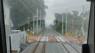 前面展望 城陽→新田 210704  奈良線複線化工事の進捗 front window view JR west Nara line, construction of double-tracking