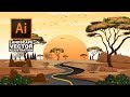 Landscape Vector Illustration | Adobe illustrator Tutorials | Speed art