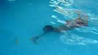 Cayden swimming under water