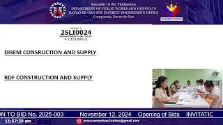 Procurement Livestream for DPWH Davao de Oro 2nd DEO Opening of Bids November 12, 2024