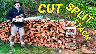 Firewood basics: Cut, Split, Stack.