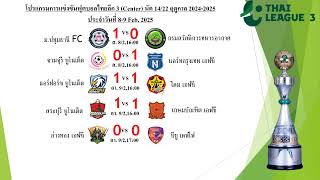 ผลการแข่งขันฟุตบอลไทยลีก 3 (Center) นัด 14/22 ฤดูกาล 2024-2025ประจำวันที่ 8-9 Feb. 2025 #t3 #tpl3