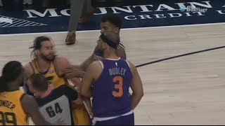 Suns and Jazz Get Into Big Team Fight After Ricky Rubio Gets Pushed Over! Utah Jazz vs Pheonix Suns!