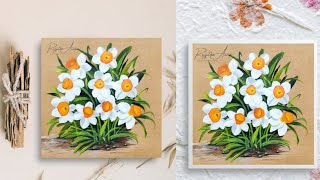 How To Paint DAFFODILS || Acrylic Painting Flowers For Beginners || ART