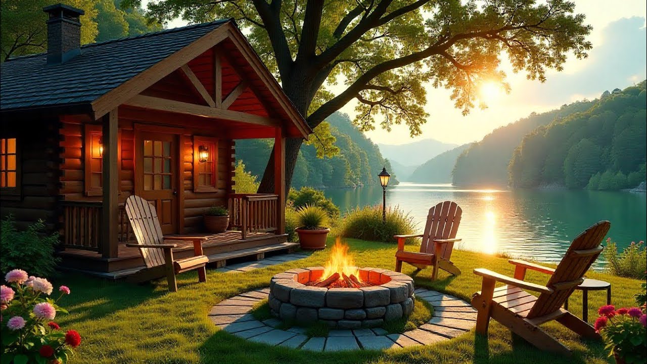 Relaxing Spring Ambience Soothing Nature Sounds Crackling Fire Pit