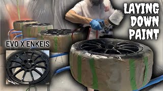 Painting The Evo X OEM Enkei Wheels