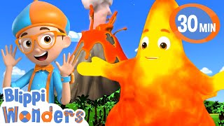 Blippi Wonders - Erupting Volcano + More! | Blippi Animated Series | Cartoons For Kids