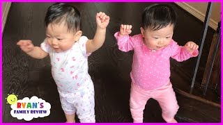 Twin Babies Walking for the First Time! Family Fun Daily Vlog with Ryan's Family Review