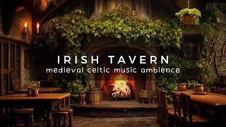 Medieval Irish Tavern While Celtic Travelling Band Plays Ambience 🔥🎶 Crackling Fireplace & Chatter