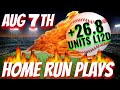 HOME RUN PLAYS for 8/7/24 MLB Bets & Predictions #mlbpredictions  #mlbpicks #mlbbestbets