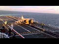 Harrier takes off from deck of HMS Illustrious.