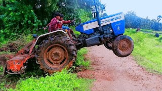 Small Boy Driving Swaraj 744 FE tractor stuck in mud pulling swaraj 744 fe tractor | Best of tractor