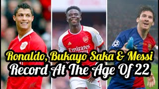 Comparing Ronaldo, Messi & Bukayo Saka Record At The Age of 22