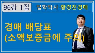 96강 1집. 경매 배당표(소액보증금) 계산 방법?   /부동산 법원경매와 온비드공매【법학박사 황경진경매TV】