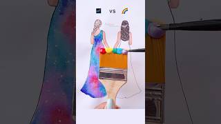 Galaxy VS Rainbow || Which one do you like ?  #art #painting #shorts