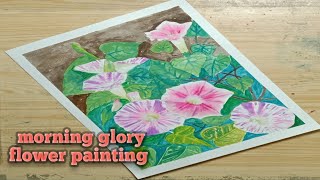 Morning glory flower painting watercolor tutorial | Afshan Art & Painting |