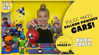 Kylee Makes Balloon Powered Cars | Fun Kids STEAM Project | DIY build a balloon car with blocks!