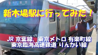 【よく聞く駅名】新木場駅に行ってみた。りんかい線、京葉線、有楽町線の眺めです。ピンクの車体には、女性車掌さんが良く似合う！