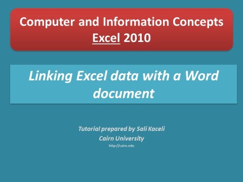 Linking Excel data with Word to create up-to-date reports from the Excel file Linking Excel data with Word to create up-to-date reports from the Excel file