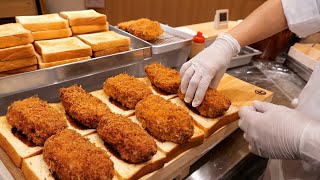 Japon yemekleri - Dev Kızarmış Domuz Pirzola Tonkatsu Sandviçi Tokyo Japonya