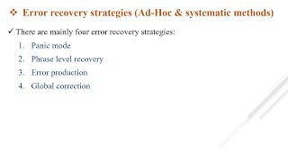 ERROR RECOVERY STRATEGIES IN COMPILER DESIGN | COMPILER DESIGN: UNIT-4