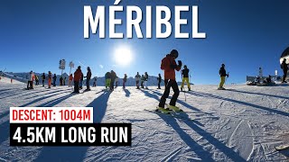 4.5km long run from 3 MARCHES (2704m) down to MÉRIBEL-MOTTARET (1700m) in Les 3 Vallées