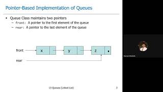 Lecture 24 Queues (Pointer based implementation)
