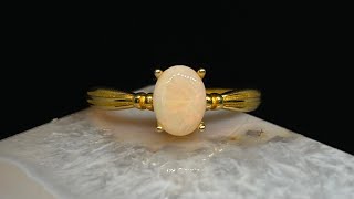 White Mezezo Broad Stripe Ethiopian Welo 18k Gold Adjustable Opal Handmade Ring