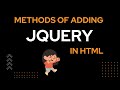 How can we add Jquery in HTML | How to add Jquery to your website