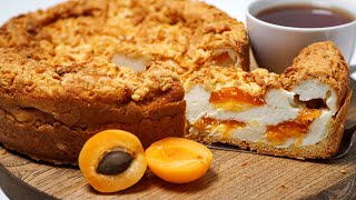 Apricot pie in sour cream souffle🍊Apricot pie with sour cream soufflé🍊Apricot shortbread pie