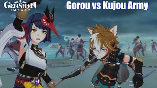 Genshin Impact - Shogun Army vs Resistance Full Fight (Gorou vs Kujou Sara)