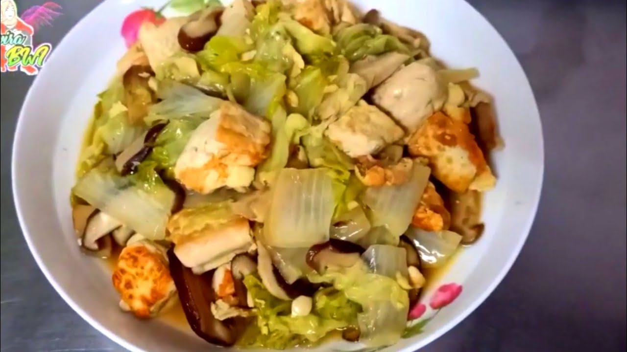 RESEP MEMASAK SAWI PUTIH CAH JAMUR DAN TAHU - YouTube