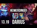 HEIMER vs DARIUS (TOP) | 5/0/1, 1.9M mastery, 400+ games | KR Diamond | 13.19