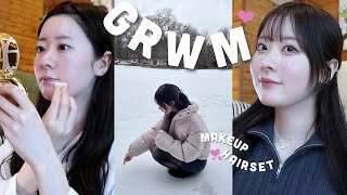 【GRWM】贅沢ホテルで雪景色の中メイクする⛄️【ザ・プリンス ヴィラ軽井沢】