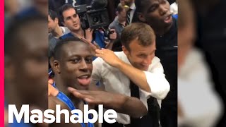 Watch President Macron Dab Inside France’s Changing Room After They Won The World Cup