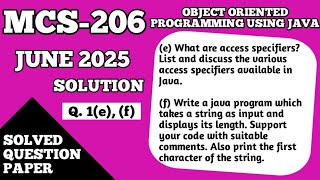 P3- Access Specifiers, String Length Program and Constructors in Java | MCS206 Important Questions