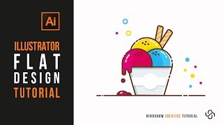 Adobe Illustrator Tutorial | Ice Cream Flat Design | Speedart