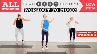 100% Low impact, all standing, FUN cardio workout to music! ALL fitness levels.