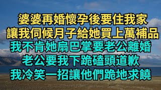 婆婆再婚懷孕後要住我家，讓我伺候月子給她買上萬補品，我不肯她扇巴掌要老公離婚，老公要我下跪磕頭道歉，我冷笑一招讓他們跪地求饒【暖語時光】#為人處世#情感故事 #家庭 #婆媳關系 #小说