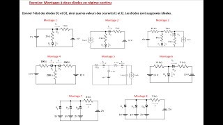 Exercice diode: Montages à deux diodes et plus en régime continu