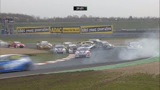 ADAC TCR Germany 2018. Race 2 Motorsport Arena Oschersleben. Start Big Crash Red Flag